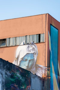 Germany, Saxony-Anhalt, Magdeburg, view of a graffitti painting in the aerosol arena in Magdeburg. The former bread and pasta factory has been attracting graffiti artists from all over Germany for years. Germany, Saxony-Anhalt, Magdeburg, view of a graffitti painting in the aerosol arena in Magdeburg. The former bread and pasta factory has been attracting graffiti artists from all over Germany for years.